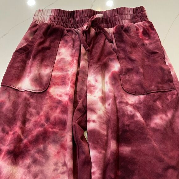 Crown of Hearts Burgundy Tie-Dye Joggers - Picture 1 of 8